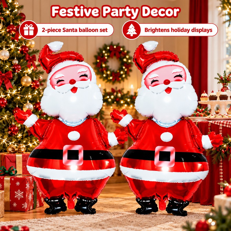 Large Santa Claus Foil Balloons for Christmas Decorating – 2-Pack