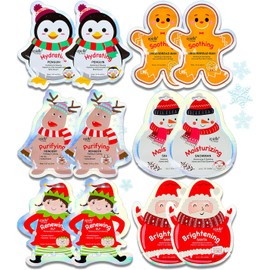 Epielle Surtido de mascarillas de personajes navideños para Navidad, Papá Noel, reno, muñeco de nieve, elfo, pan de jengibre, pingüino (paquete de 6) Regalos de vacaciones, ideas de regalo de Navidad y rellenos de calcetines Regalo de fiesta de cumpleaños