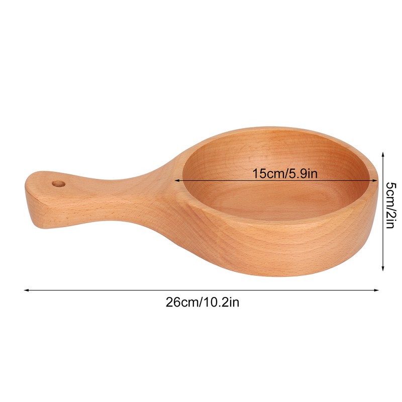 Wooden Bowl with Handle Noodle Bowl for Salad Fruit Soup
