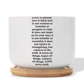 DecStic Love is Love is Patient Love is Kind; Love is Not Envious Or Boastful Ceramic Planters Saying Quotes Snake Plant Live Indoor with Pot with Drainage Holes and Saucers Pot for Home Decoration
