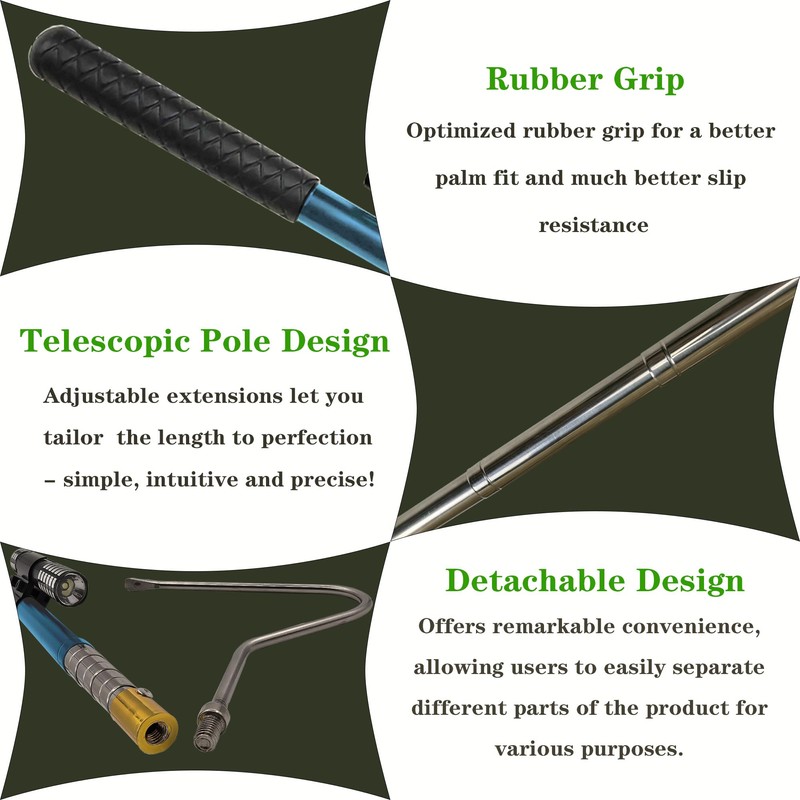 Wamlet 22"~64" Snake Grabber Hook Reptile Rattle Series Pick-up Handling