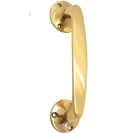 TERF Heavy Duty Vintage Style Victorian Door Pull Handle Brass 165mm (6.5 inch) including Fixing Screw for Kitchen Cupboard Cabinet Drawer Door Pull Handle - Pack of 1, Polished Brass