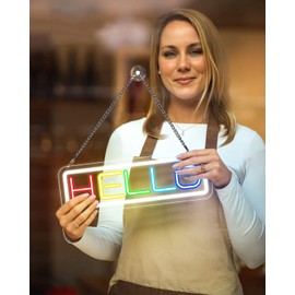 VBAIFAyy Hello Neon Sign for Bedroom Wall Decor Home Wedding Birthday Backdrop Bacelorette and Party Decorations Gift Wth Dimmable Switch, Full Color
