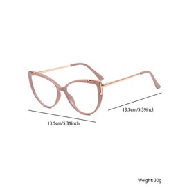 Trendy Cat Eye Frame Eyeglasses, Anti-blue Light Eyeglasses for Women, Fashion Eyeglasses for Work, Daily Clothing Decor, Perfect for Student Daily Use - Color: Dark Orange, Size: one-size