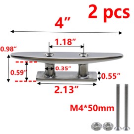 Semetall Boat Cleat 316 Stainless Steel 4 inch,Marine Dock Cleats for Boat Docks, Decks,Kayaks,Marine,Pack of 2