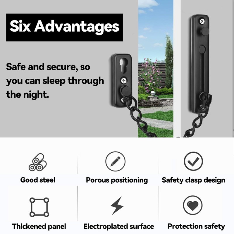GIONAR Heavy Duty Door Security Chain Lock - Stainless Steel