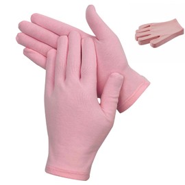 Donfri 5 Paar Baumwollhandschuhe Neurodermitis Arbeitshandschuhe Dünn Schutzhandschuhe Feuchtigkeitsspendende Handschuhe für Trockene Hände, Ekzeme, Schönheit (Rosa)
