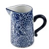 Sumatra Blue and White Floral Ceramic Pitcher, Decorative Serving Jug,