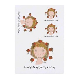 Azeeda 4 x 'Kopf voller lustiger Rotkehlchen' Temporäre Tattoos - Wasserfest, Hautfreundlich & Ungiftig · Transfers in Verschiedenen Größen (TO00076110)