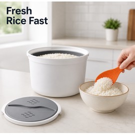 Microwave Rice Cooker for Home and Office - Multifunction Food Steamer, Portable Bento Lunch Box and Food Container Orange