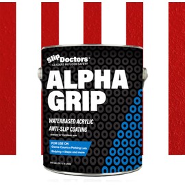 Alpha Grip Non-Slip Paint for Concrete & Asphalt – Non-Skid Coating Ideal for Striping Parking Lots, Playgrounds & Pavements (Red, 1 Gallon)