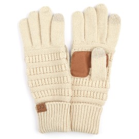 C.C Hatsandscarf CC Exclusives Women Solid Ribbed Glove with Smart Tips (G-20) (Beige)