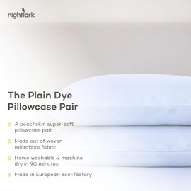Night Lark - Pillowcase Pair - Plain Dye Collection - Super Soft Touch - Two Printed Microfibre Pillow Covers - Luxury Bedding - Polar White