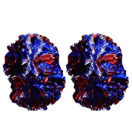Wosune Cheerleader PIM Poms, Lightweight Durable Anti-Slip Cheerleading Poms Shining Pretty Cheerleader Aerobics Pom Poms Pompoms for Dance Party School Sports (Silver+Red+Blue)