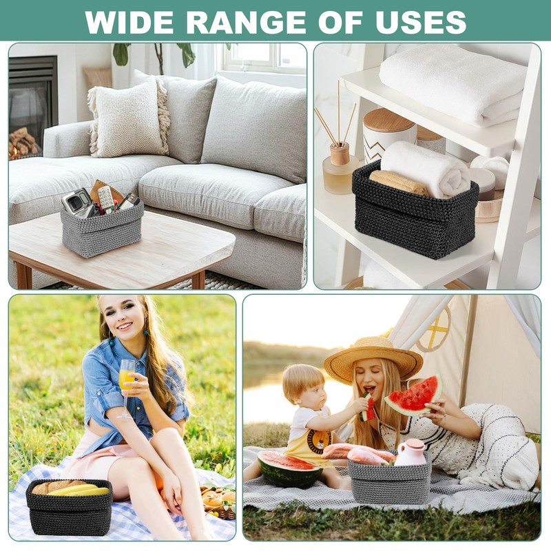 Set of 2 Braided Storage Baskets, Bathroom Stackable Storage Baskets,