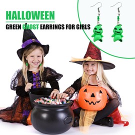 The Nightmare Before Christmas Earrings for Women Girls Kids, Stocking Stuffers for Christmas Green Ghost Earrings, Dangle Earrings Xmas Drop Earrings Green Trendy Jewelry S925 Ear Hooks