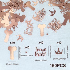 160Pcs Hen Party Confetti, Hen Do Decorations, Rose Gold Hen Do Confetti, Hen Party Table Decorations, Team Bride to Be Wedding Hen Do Night Accessories, Bridal Shower Bachelorette Party Decor