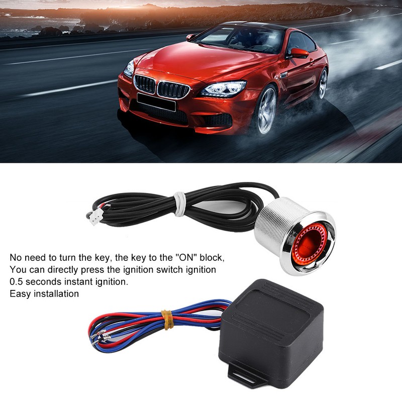 Universal 12V Engine Push Start Starter Button Switch Kit ModificationRed