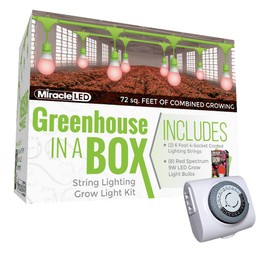 Miracle LED Greenhouse in a Box Grow Kit - Includes 4 Absolute Daylight Red Spectrum 100W Replacement Grow Light Bulbs & 1 4-Socket Corded Fixture with SproutMatic Grow Light Timer (2-Pack)