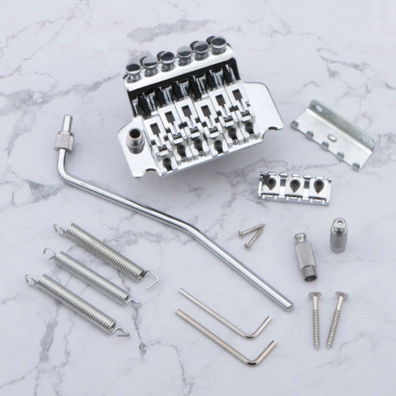 Pxyelec Chrome Electric Guitar Tremolo Bridge with Bar Double Strat