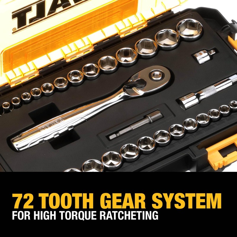 DEWALT Socket Set, 1/4-Inch & 3/8-Inch Drive, SAE/Metric, 34-Piece (DWMT73804)