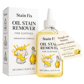 Oil Stain Remover for Clothes (8.72oz) - Fabric Stain Remover For Cooking, Engine, Dried Oil And Grease Stains - Safe for All Fabric Types