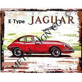 E TYPE JAGUAR ADVERTISING SIGN SMAL RETRO VINTAGE STYLE tin wall art shed workshop garage classic cars