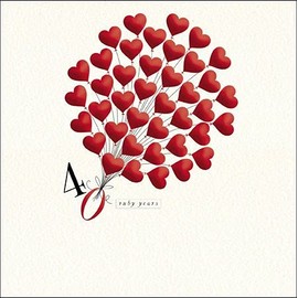 Anniversary Card Ruby 40th Bunch Of Balloons