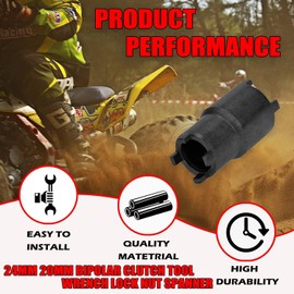 Tool Lock Nut Spanner Wrench,20/24mm Spanner Clutch Socket Remover Wrench,Durable Solid Spanner Wrench Lock Nut with Chrome-molybdenum Steel for Crf 600rr 450r 250l