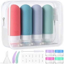 16pack Travel Bottles for Toiletries, TSA Approved LeakProof Squeezable  Toiletry Containers for Shampoo, Conditioner, 3oz Portable Refillable Traveling Size Liquid Containers (16Pcs/Apricot) - Color: 16PCS/Warm Color