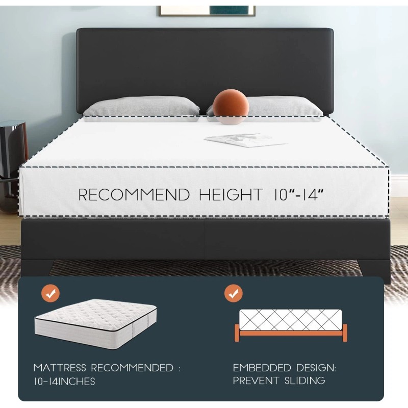 Lov4ever Full Queen King Size Upholstered Platform Bed Frame with
