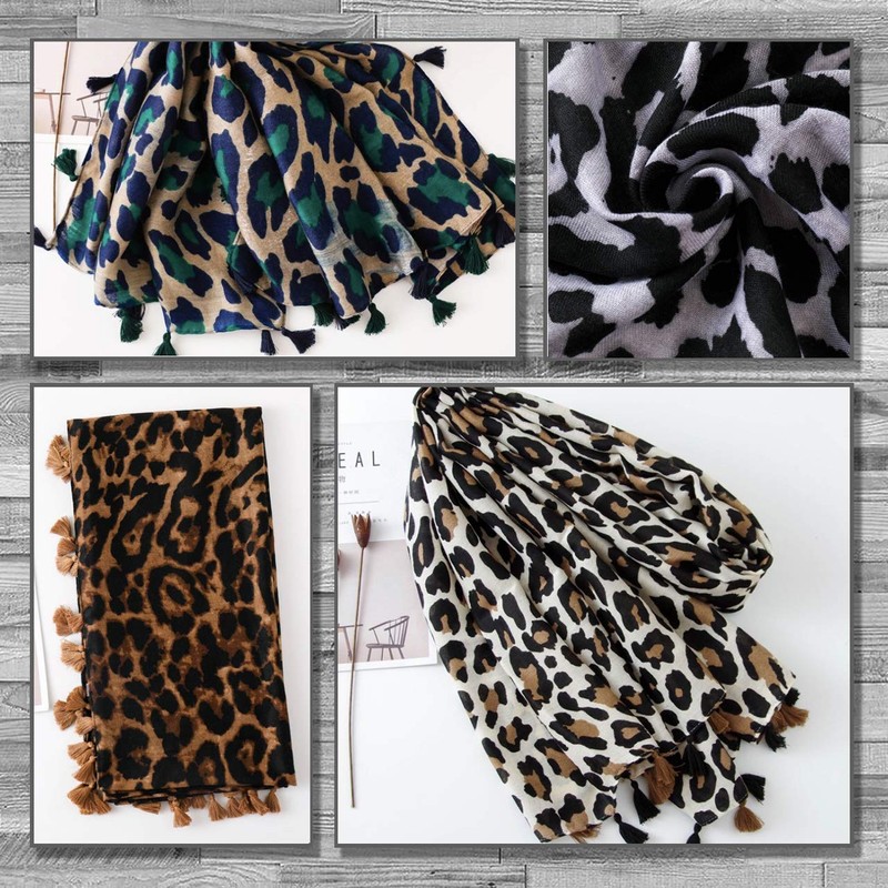 LEX STANDARD SM002 Women's Scarf, Stole, Leopard Print, Large, Animal