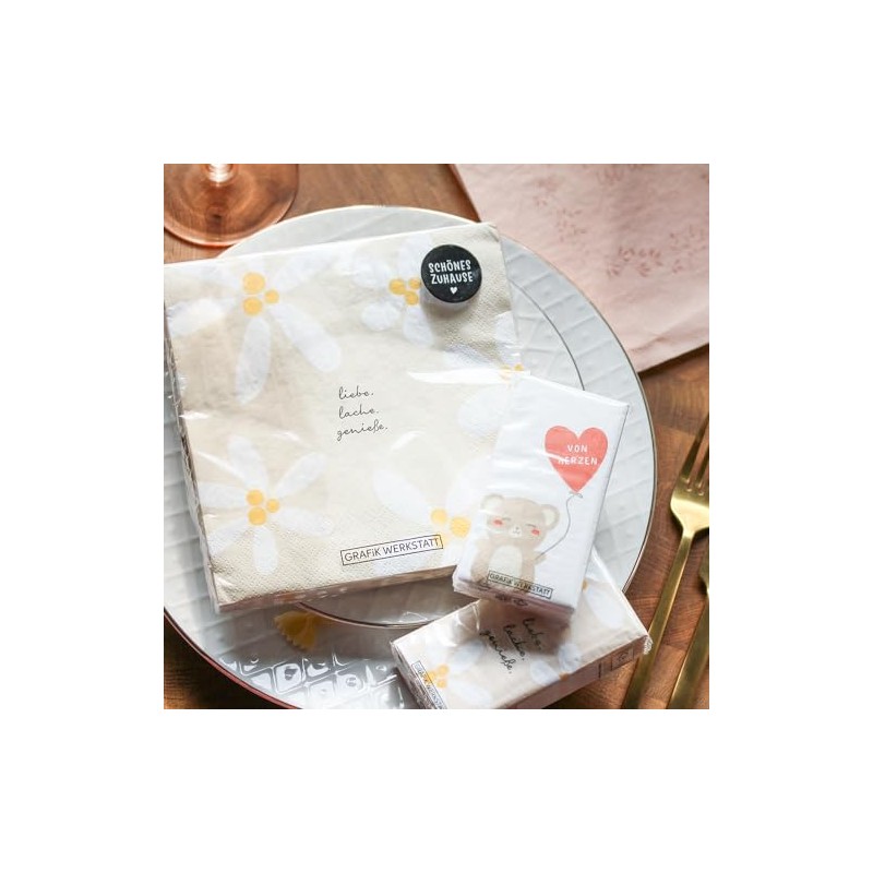 Graphic workshop napkins with saying, pack of 20, 12.5 x