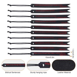 Eunoir 10 Pcs Leather Christian Bookmarks with Inspirational Bible Verse Christian Bookmark Pastel Gifts Classical Black Red Color Bible Bookmarks Gift for Book Reading Bookworm Book Lovers Readers