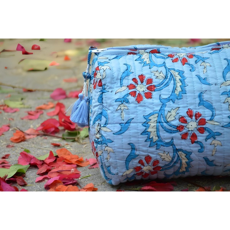 INDACORIFY Bolsas de aseo cosméticas con estampado de bloques de