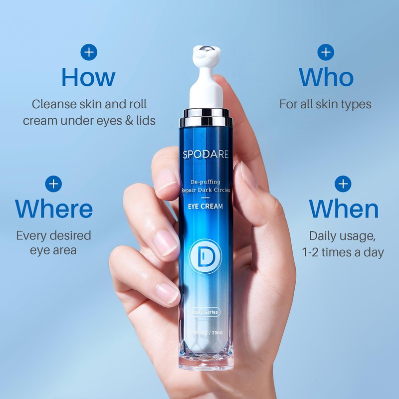 SPODARE Caffeine Eye Cream, Under Eye Cream for Dark Circles,