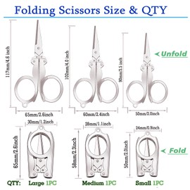 Folding Scissors, Stainless Steel Small Scissors, Mini Craft Cutter, Travel Scissors, Pocket Scissors, Small Folding Scissors, Perfect for Family, Travel, Crafts, Camping, Outdoo (Folding)
