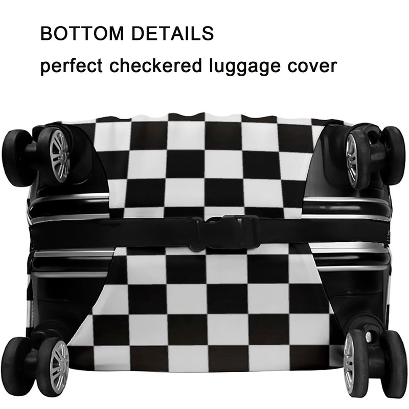 VortexQ6 Black and White Checkered Luggage Protector Suitcase Cover for