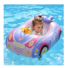 Baby Pool Float 3D Car Floaties for Toddlers 1-2 Baby Heavy Duty Infant Pool Float Baby Floaties for 6-12 Months 1 Year Old Swimming Pool Floats Kids Swim Floaties for Toddlers 1-3 Boy Girl (Pink)