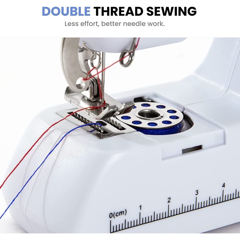 Portable Mini Electric Sewing Machine, Double Threading, Suitable for Curtains