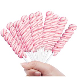 Pink Twisty Lollipops - 24 Unicorn Suckers Individually Wrapped Bulk - Baby Shower Candy - Gender Reveal - Candy Buffet - Girl Birthday Party Favors