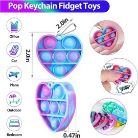 Pop Fidget Toys Bulk Its Valentines Day Gifts for  Classroom 30 Pack Valentine Party Favors for  Mini Pop Heart  It Fidget  Fidgets for Classroom Prizes Birthday Goodie Bag Stuffers - Color: 30PCS Heart Keychain