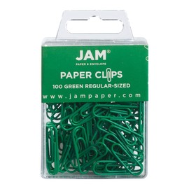 JAM PAPER Clips de papel estándar coloridos - Regular 1 pulgada - Clips verdes - Paquete de 100
