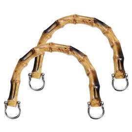 sourcing map 2 Pcs ABS Purse Handles 6" U-Shape Handbag Handle Replacement Accessories with Silver Buckle for Handmade Crochet Bag Beach Bag Straw Bag DIY Bags, Brown