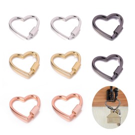 Taicols Heart Shaped Key Ring, 8 Pcs Heart Carabiner Clip, Cute Carabiner Keychain, Small Spring Snap Hooks, Mini Metal Heart Buckle, Carabiners Hiking Clips, Heart Shape Keychain Clip, Climbing Clips