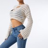 LYSINK Women Y2k Hollow Out Crochet Cover-Up Long Sleeve Solid