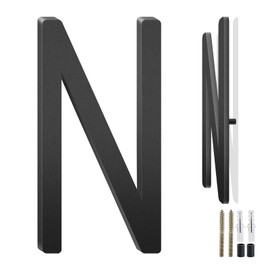 3 Inch Floating Aluminum House Address Numbers Letters, Modern Metal House Numbers for Outside, Black Metal Door Address Letter and Number for Home Garden Office Apartment (N)
