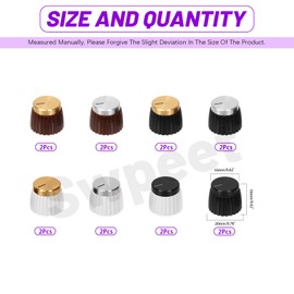 Swpeet 16 Stück 8 Farben 20x16mm 6mm Knurled Welle Push-on Potentiometer Knopf Sortiment Kit, Kunststoff & Metall Potentiometer Volumen Control Drehknopf, Knopf für Verstärker