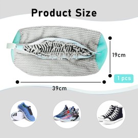 Shoes Wash Bag, Laundry Net Shoes, Shoe Wash Bag for Washing Machine, Laundry Bag Shoes with Zip, Shoe Wash Bag for Most Shoes (1 Piece, Grey)