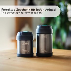 Milu Thermal Food Container, 300/440/450/650/800 ml, Customisable, Stainless Steel, Warmth Preservation, for Baby Food, Cereals to go, (300 ml)